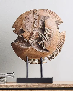 Dekorativ figur Fisk PLAICE FISH Teaktræ Brun