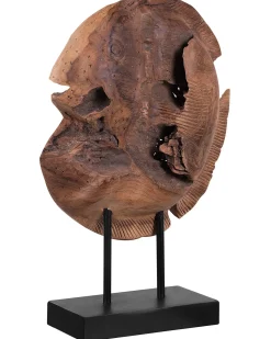 Dekorativ figur Fisk PLAICE FISH Teaktræ Brun