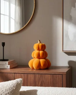 Dekorativ figur Græskar KALAMATA Velour Orange