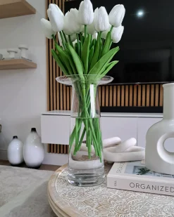 Dekovase BAEZA Keramik 36 cm Hvid