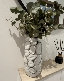 Dekovase CENABUM Stentøj 28 cm Hvid