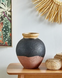Dekovase DAULIS Keramik 31 cm Sort