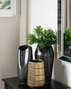 Dekovase DERBE Stentøj 32 cm Sort