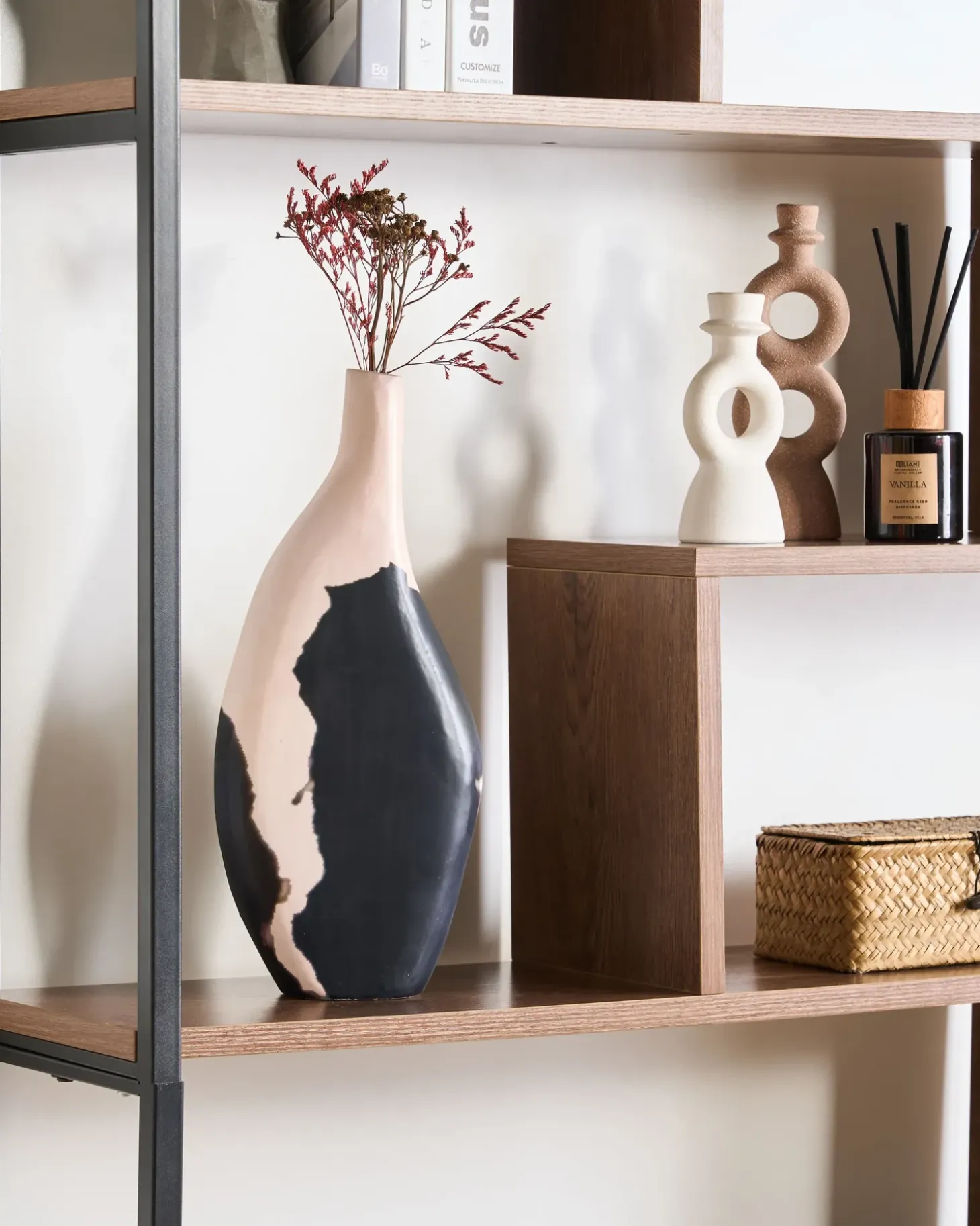 Dekovase LAGOS Mangotræ 40 cm Sort/beige