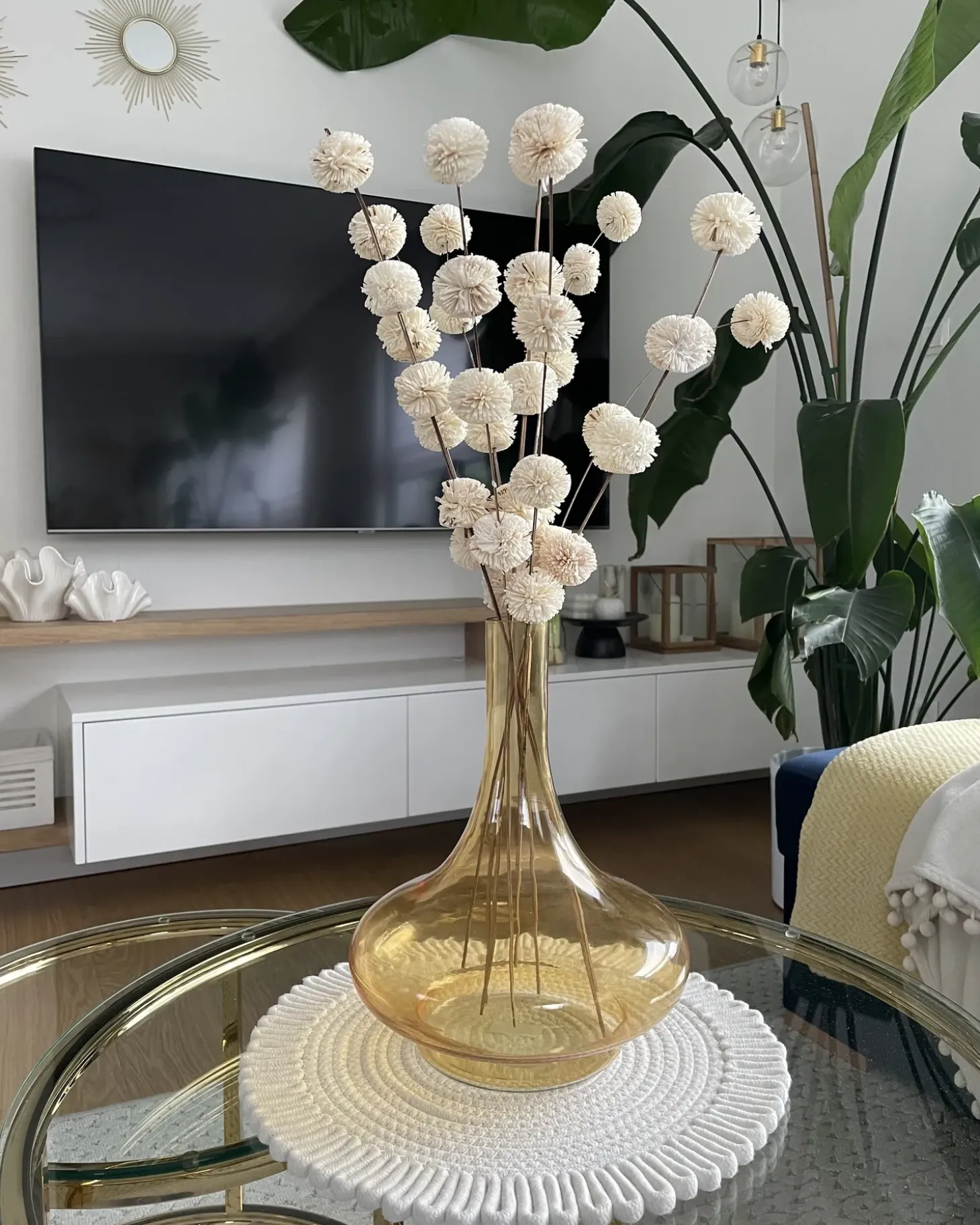Dekovase PANEER Glas 30 cm Gul