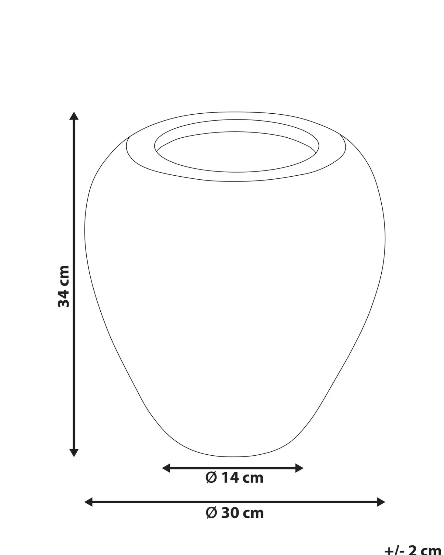 Dekovase SKIONE Keramik 34 cm Lysebrun