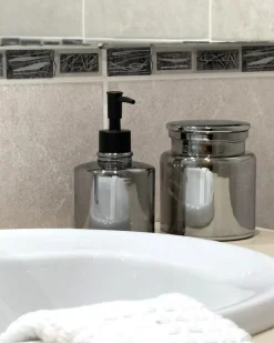 3-dele badeværelsessæt MANAGUA Glas Grå