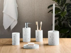 5-dele badeværelsessæt PERENE Hvid terrazzo