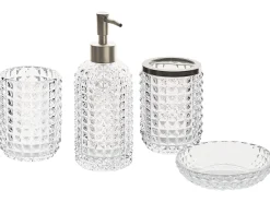 4-dele badeværelsessæt TAPIA Glas Transparent