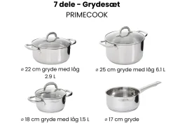 7-delt grydesæt PRIMECOOK Rustfrit stål Sølv