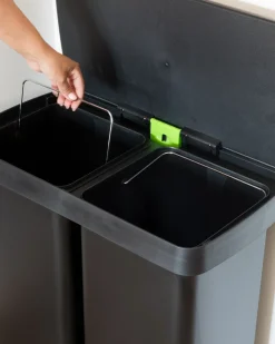 Dobbelt affaldsbeholder med pedal 60 L ECOSORT Metal Sort