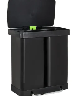 Dobbelt affaldsbeholder med pedal 60 L ECOSORT Metal Sort