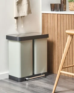 Dobbelt affaldsbeholder med pedal 60 L ECOSORT Metal Lysegrøn