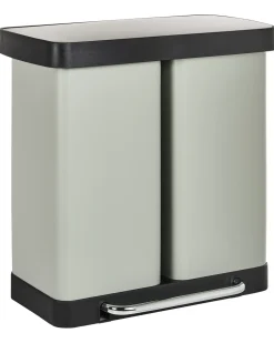 Dobbelt affaldsbeholder med pedal 60 L ECOSORT Metal Lysegrøn
