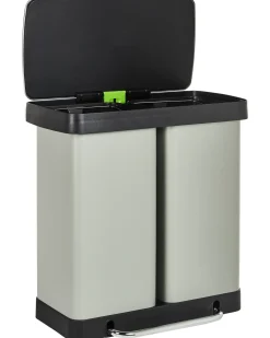 Dobbelt affaldsbeholder med pedal 60 L ECOSORT Metal Lysegrøn