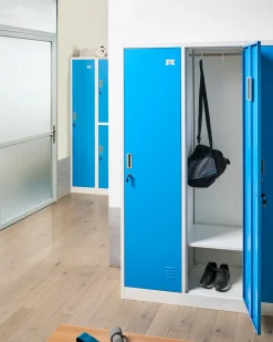 Dobbeltdørs opbevaringsskab ATHLETE Metal Hvid/blå