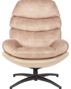 Dreje stol EIDE med fodskammel Velour Sand Beige
