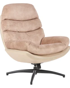 Dreje stol EIDE med fodskammel Velour Sand Beige