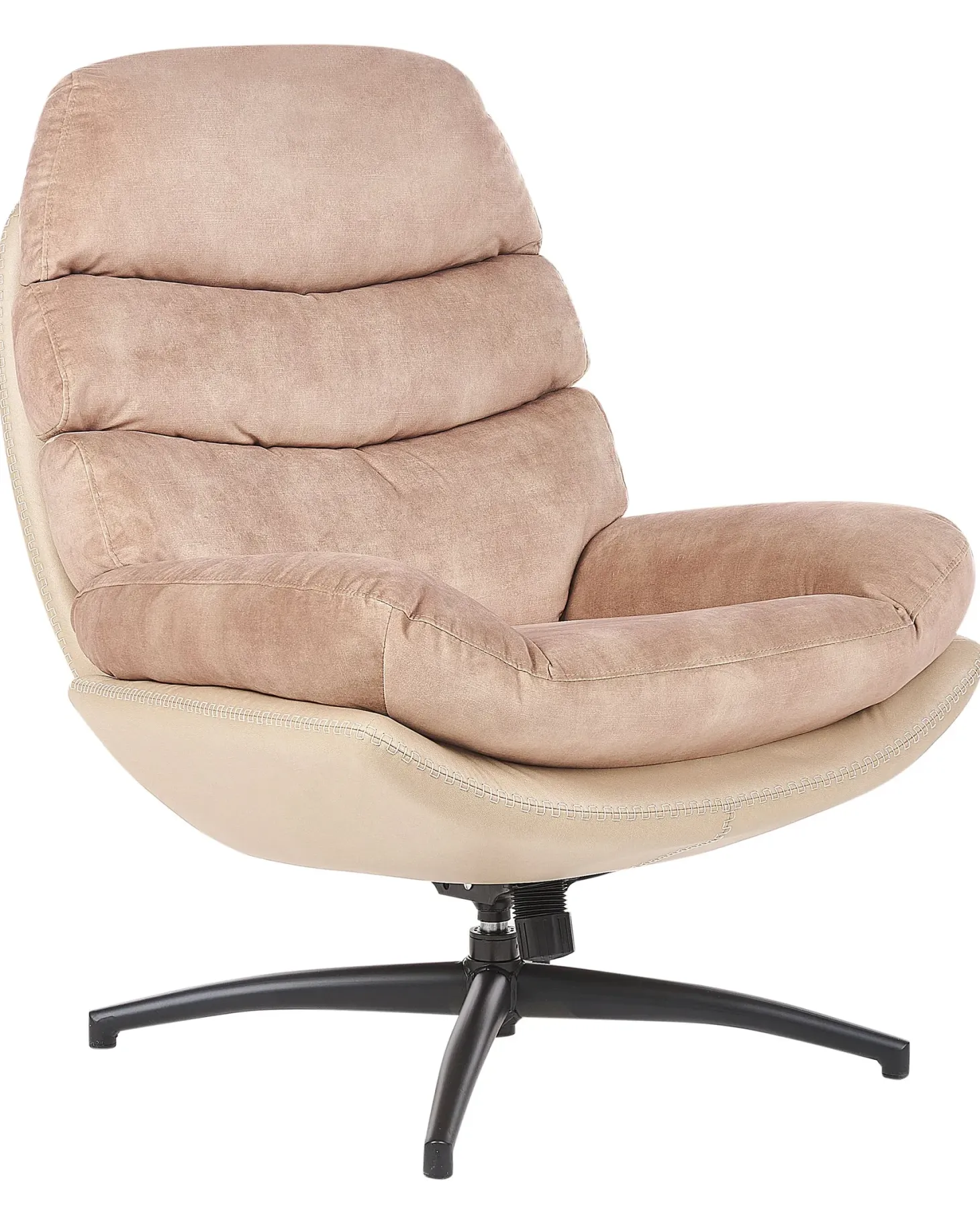Dreje stol EIDE med fodskammel Velour Sand Beige
