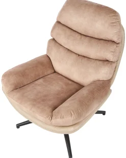 Dreje stol EIDE med fodskammel Velour Sand Beige