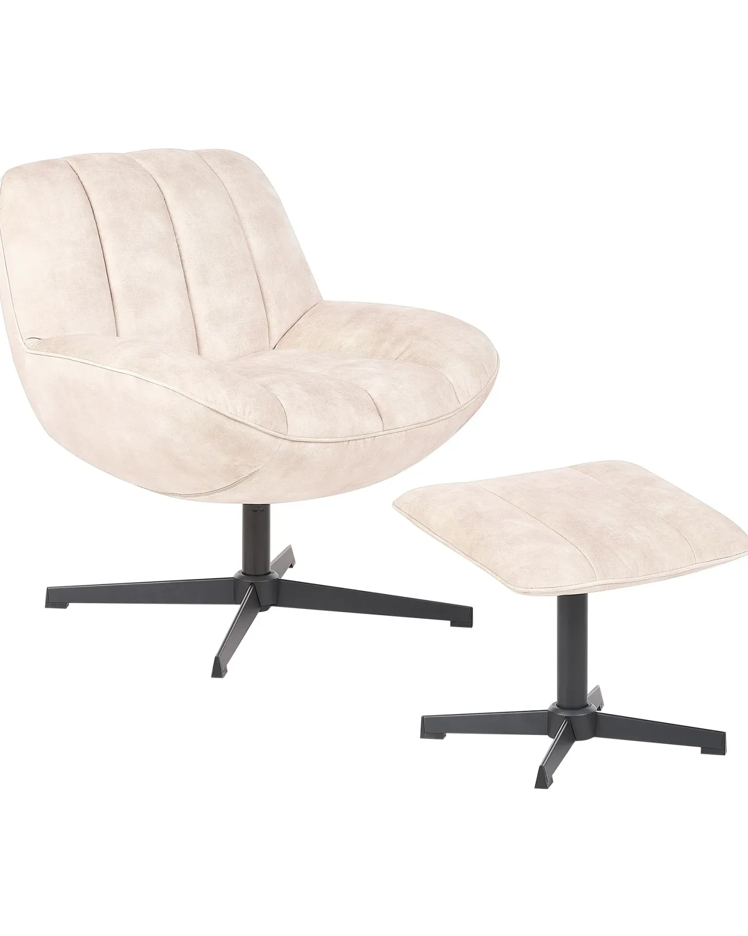 Dreje stol LIA med fodskammel Velour Beige