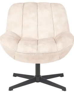 Dreje stol LIA med fodskammel Velour Beige