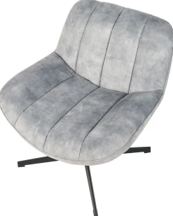 Dreje stol LIA med fodskammel Velour Lysegrå