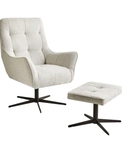 Dreje stol MOLLE II med fodskammel Lys Beige