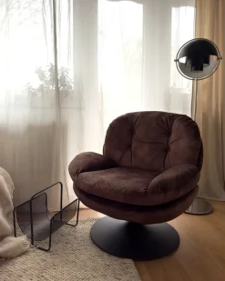 Dreje stol NOLVIK Velour Mørkebrun