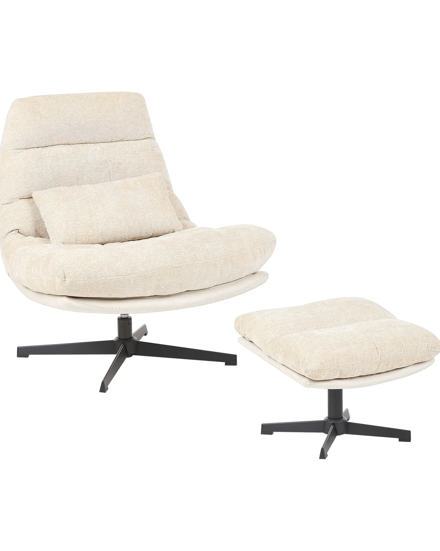 Dreje stol TOVIK med fodskammel Chenille Lys Beige