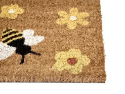 Dørmåtte KIGALIK Naturlig 50 x 80 cm Bi Blomst Kokos