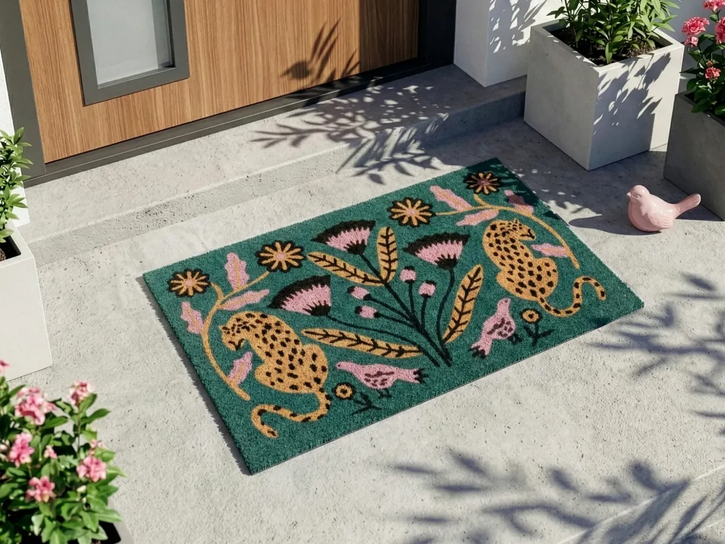 Dørmåtte NAKNEK Multifarvet 50 x 80 cm Fugl Blomst Kat Kokos