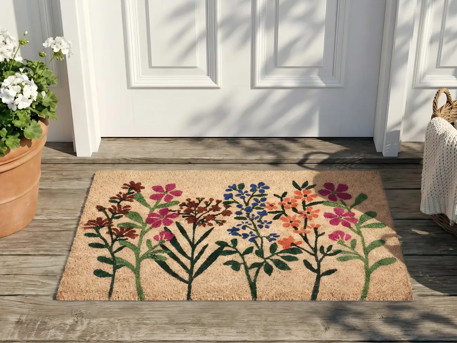 Dørmåtte TEKKONA Naturlig 50 x 80 cm Blomst Kokos