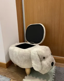 Dyrepuf med opbevaring DOGGY Velour Beige Hund
