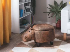 Dyrepuf med opbevaring HIPPO Kunstlæder Brun Hippo