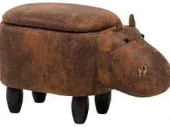 Dyrepuf med opbevaring HIPPO Kunstlæder Brun Hippo