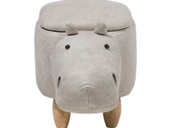 Dyrepuf med opbevaring HIPPO Kunstlæder Lysegrå Hippo