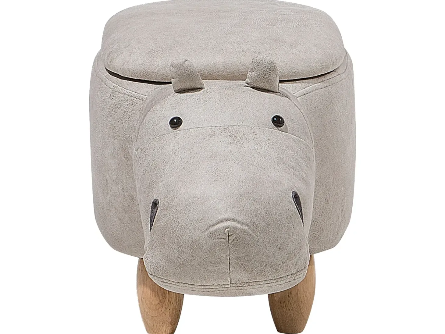 Dyrepuf med opbevaring HIPPO Kunstlæder Lysegrå Hippo