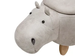 Dyrepuf med opbevaring HIPPO Kunstlæder Lysegrå Hippo