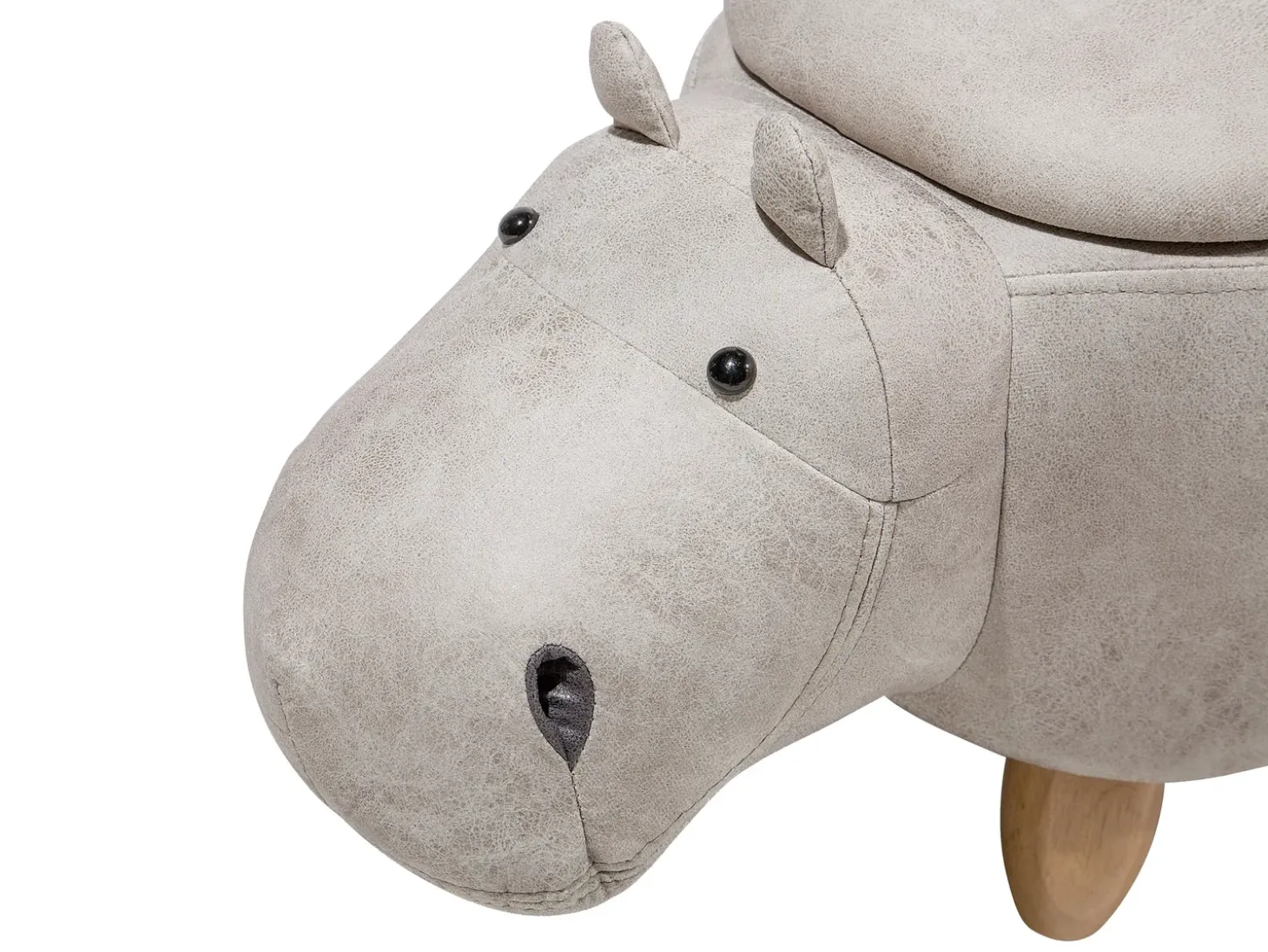 Dyrepuf med opbevaring HIPPO Kunstlæder Lysegrå Hippo