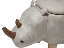 Dyrepuf med opbevaring RHINO Kunstlæder Lysegrå Næsehorn