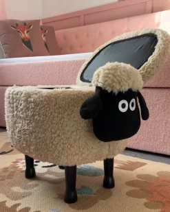 Dyrepuf med opbevaring SHEEP Lys Beige Får