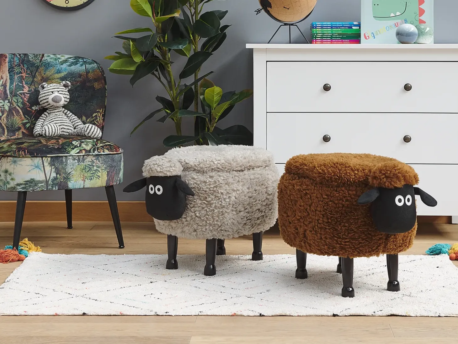 Dyrepuf med opbevaring SHEEP Brun Får
