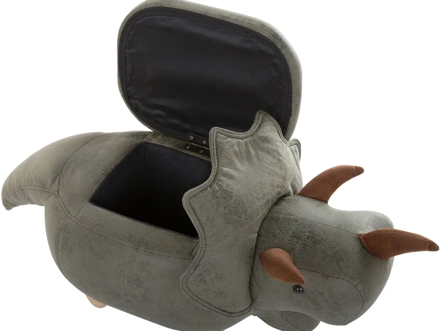 Dyrepuf med opbevaring TRICERATOPS Mørkegrøn Dinosaur