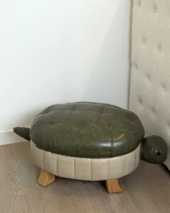 Dyrepuf TURTLE Kunstlæder Mørkegrøn Skildpadde