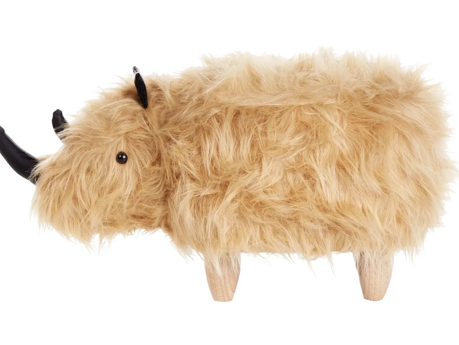 Dyrepuf WOOLLY Kunstig pels Sand Beige Næsehorn