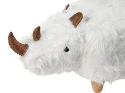 Dyrepuf WOOLLY Kunstig pels Hvid Næsehorn