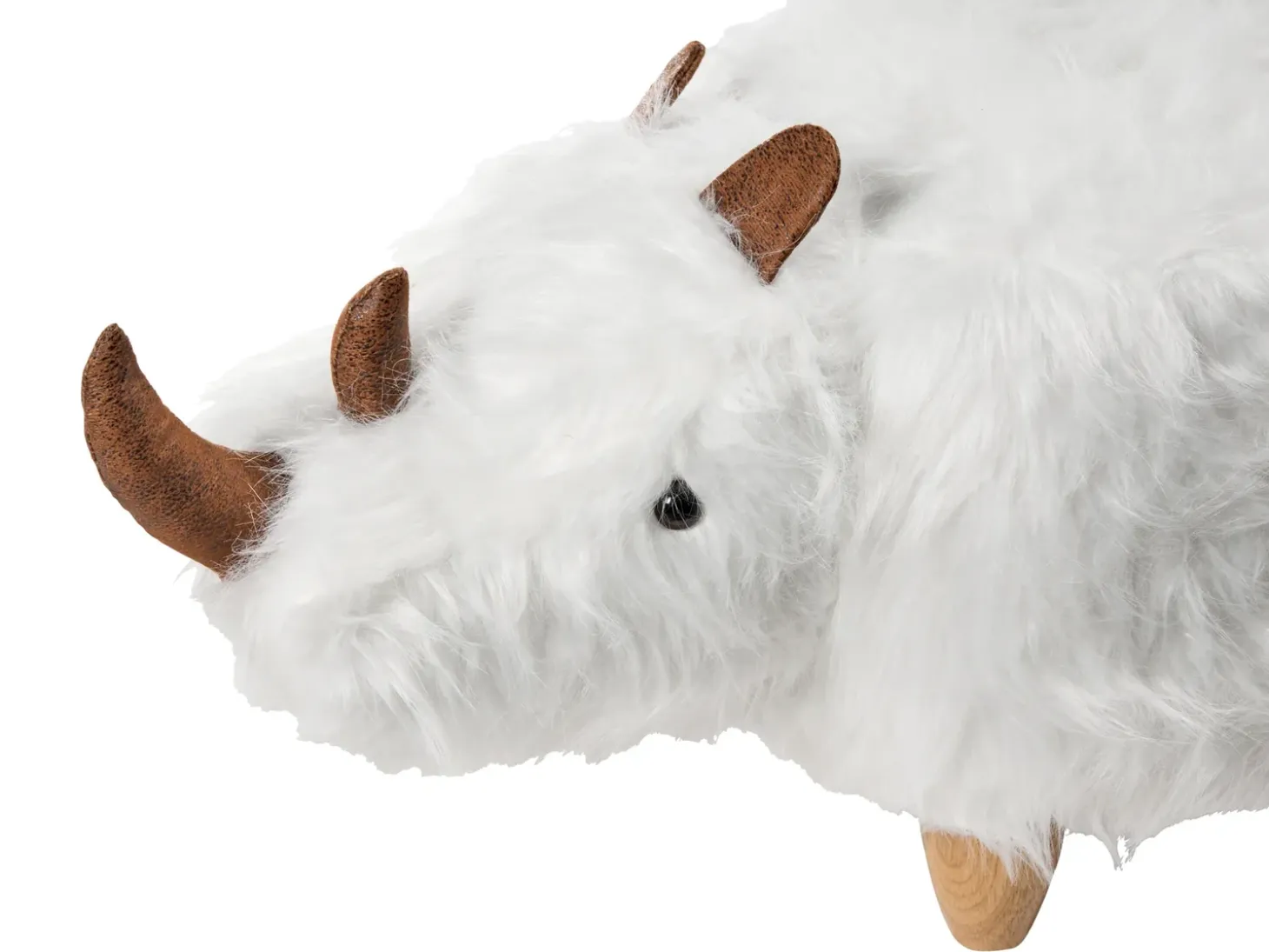 Dyrepuf WOOLLY Kunstig pels Hvid Næsehorn