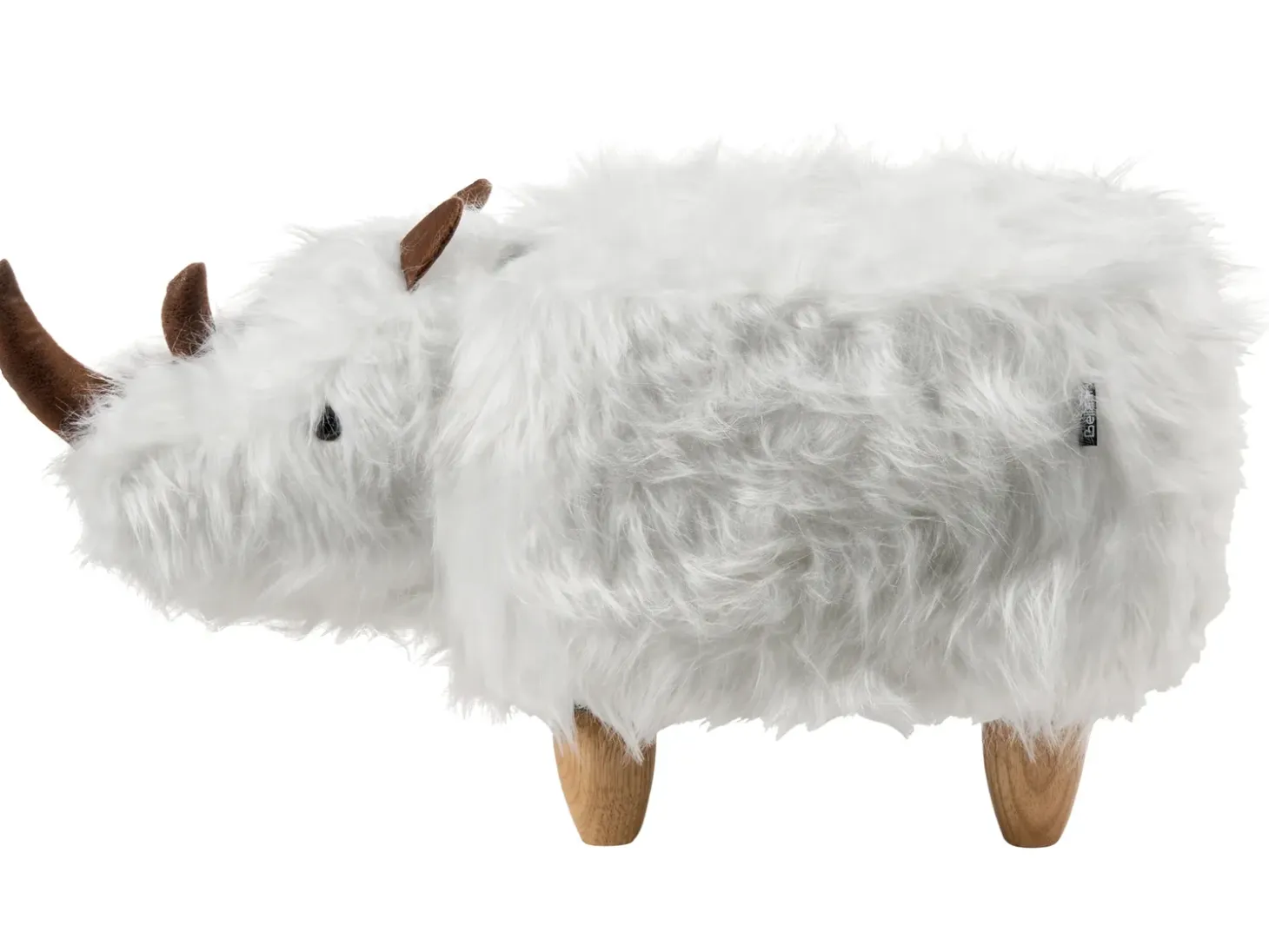Dyrepuf WOOLLY Kunstig pels Hvid Næsehorn