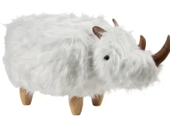 Dyrepuf WOOLLY Kunstig pels Hvid Næsehorn
